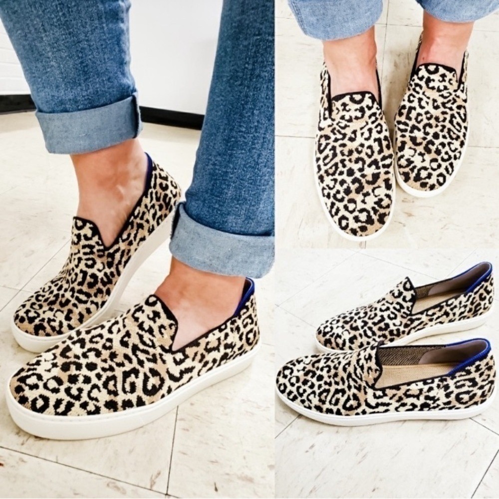 Rothy's Camo Cat 'The Sneaker' slip on W8.5 animal print washable - Picture 2 of 15